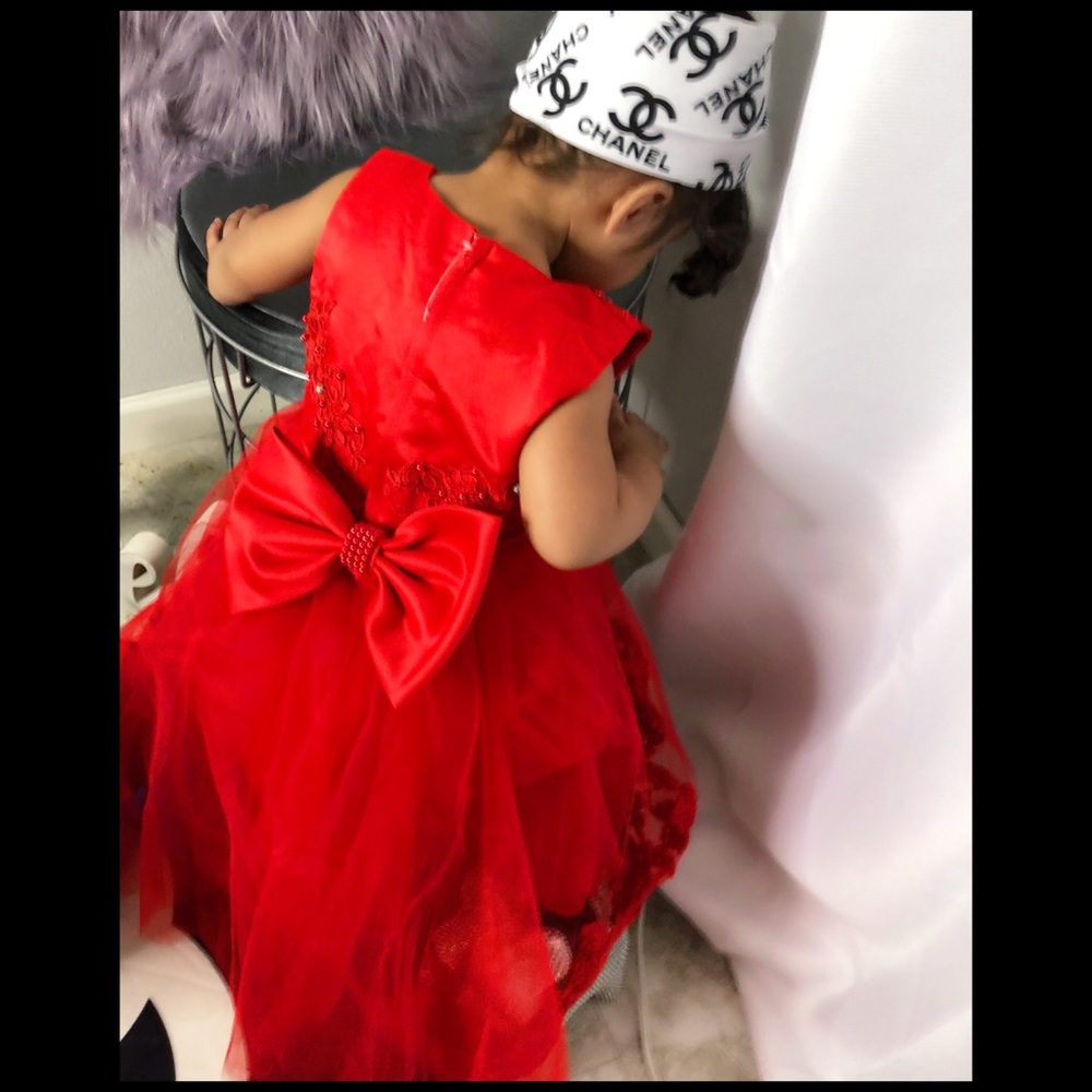 Red princess ruffle girl dresss - Picture 6 of 8